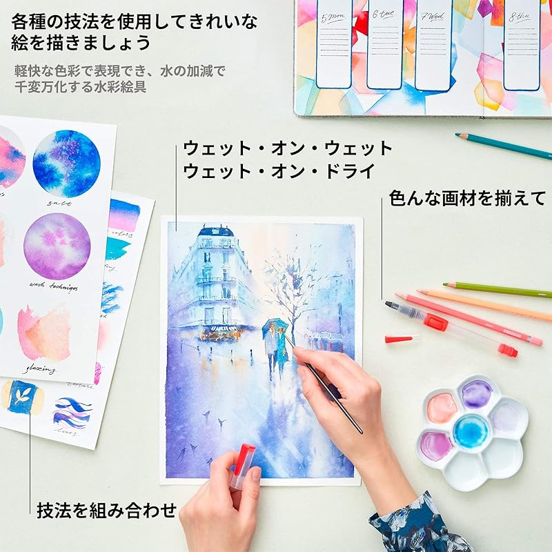 35 piece set transparent watercolor paint 24 colors Comes with 10 brushes and 1 palette tube durability quick drying handmade Easy Can be drawn on