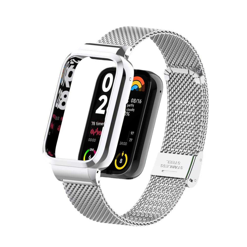 Совместимо с Xiaomi Mi Band 8 Pro: Ремешок из нержавеющей стали с миланской магнитной застежкой.