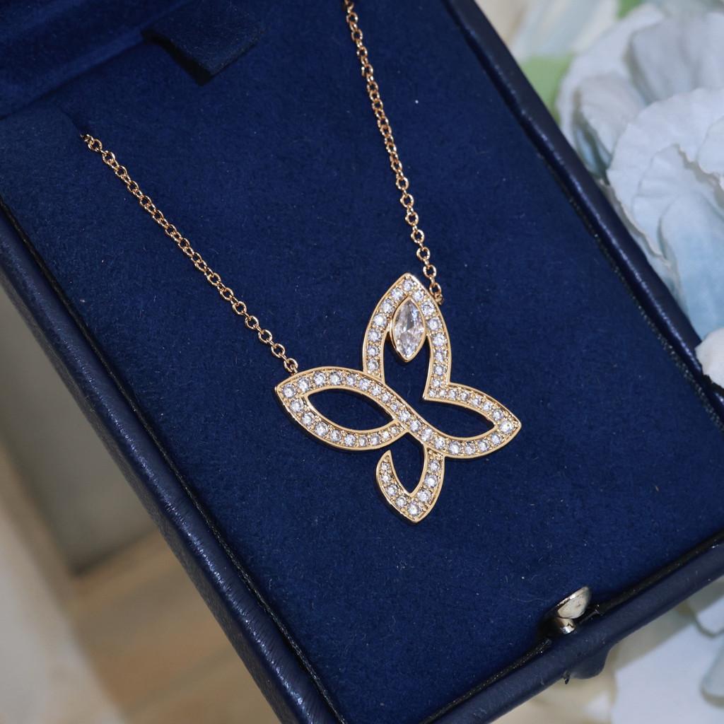 Ожерелье-бабочка из материала под золото с серьгами-летающими тарелками, гальваническое покрытие 18-каратным золотом с логотипом, высококачественная и изысканная версия