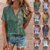 Женские топы с коротким рукавом с цветочным принтом, винтажные модные повседневные свободные рубашки с V-образным вырезом, рубашки больших размеров