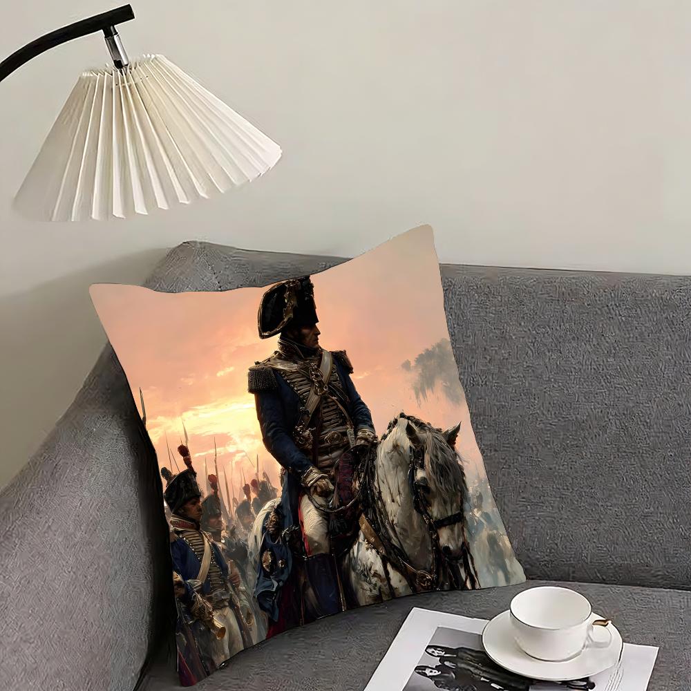 Napoleon Bonaparte Art Cushion Cover Pillowcase Ultra Soft Skin Friendly Fabric Cloud Like Comfort Concealed Zipper