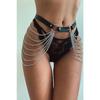 0044-leather And Chain Detailed Body Accessory