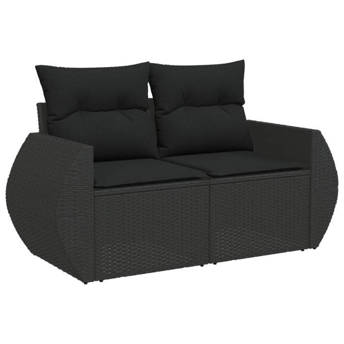 VidaXL Salon de Jardin avec Coussins 9 pcs, Canapés de Terrasse, Ensemble de Meubles de Patio, Mobilier d'Extérieur, Noir 3224928