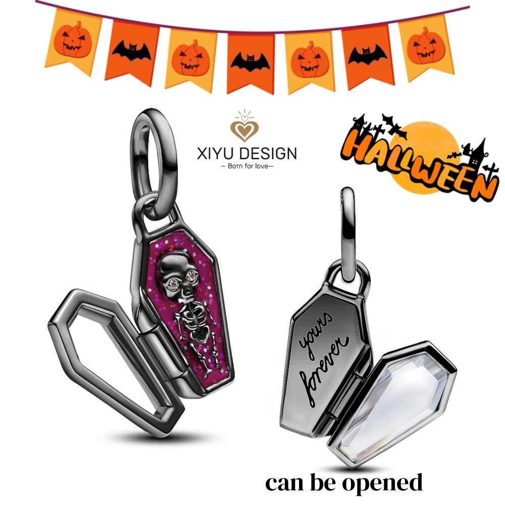 Шармы для Хэллоуинской вечеринки 2025 года из стерлингового серебра 925 пробы, светящаяся тыква, призрак, летучая мышь, бусина, подвеска для браслета, ожерелья, украшение для DIY, подарок для вечеринки