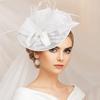 Exquisite Feathers Fascinator Hat Bowknot Bride Headdress Tea Party Mesh Hair Band Wedding