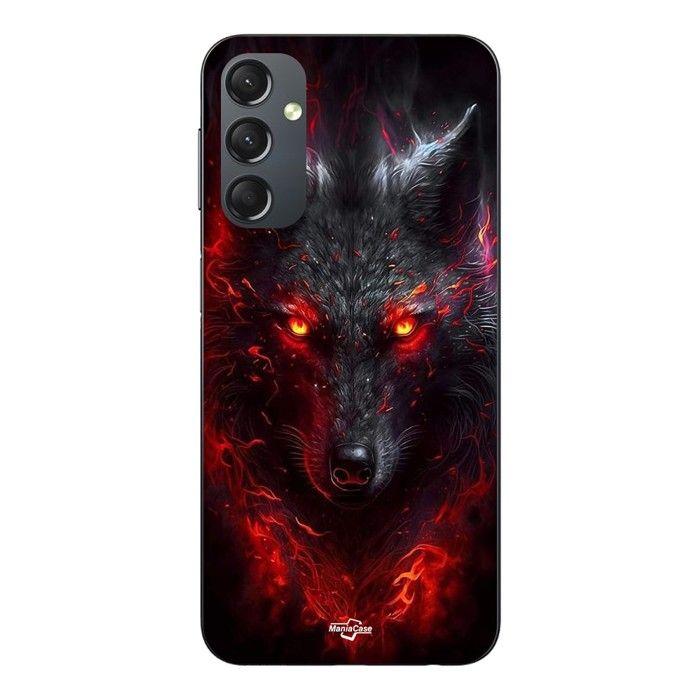 Coque Pour Samsung galaxy A24 Loup noir feu rouge Maniacase