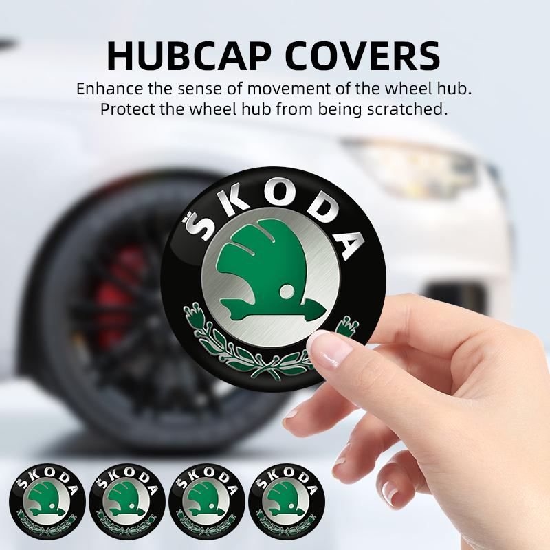 AAAIZ1 56MM Wheel Hub Cap Sticker Car Caps Rim Stickers Badge Cover For Skoda Octavia KAMIQ KODIAQ SUPERB RAPIDFABIA YETI
