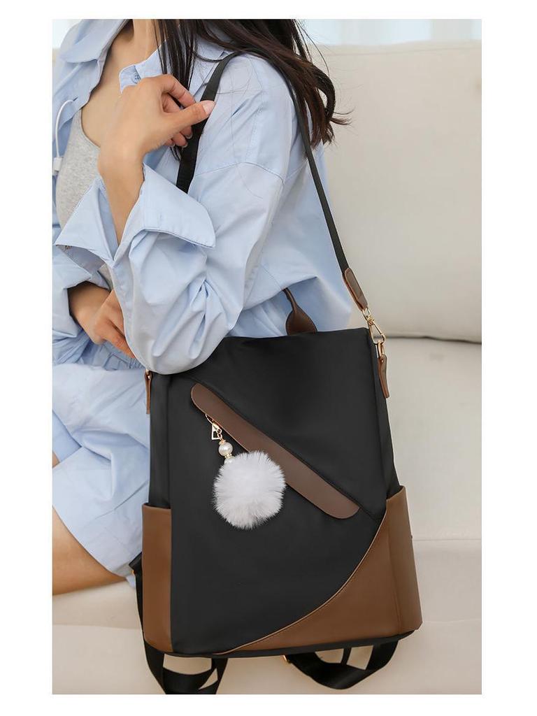 Женский дорожный рюкзак с защитой от краж, с цветными блоками - Большая вместимость, универсальный и стильный