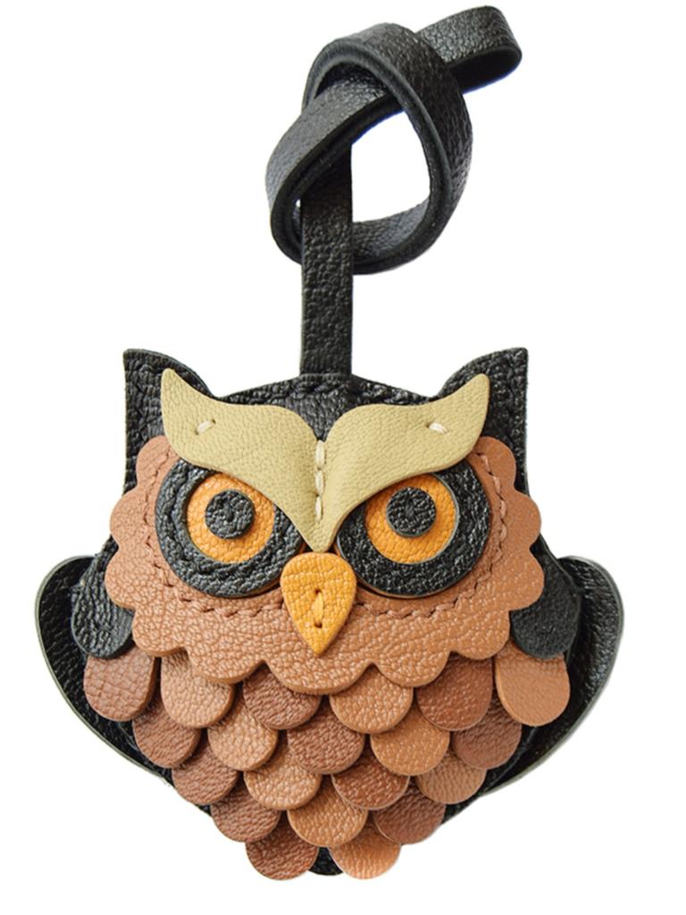 Подвеска для ключей от машины из кожи совы, изготовленная вручную, персонализированная, высококачественная, текстура, нишевый черный брелок