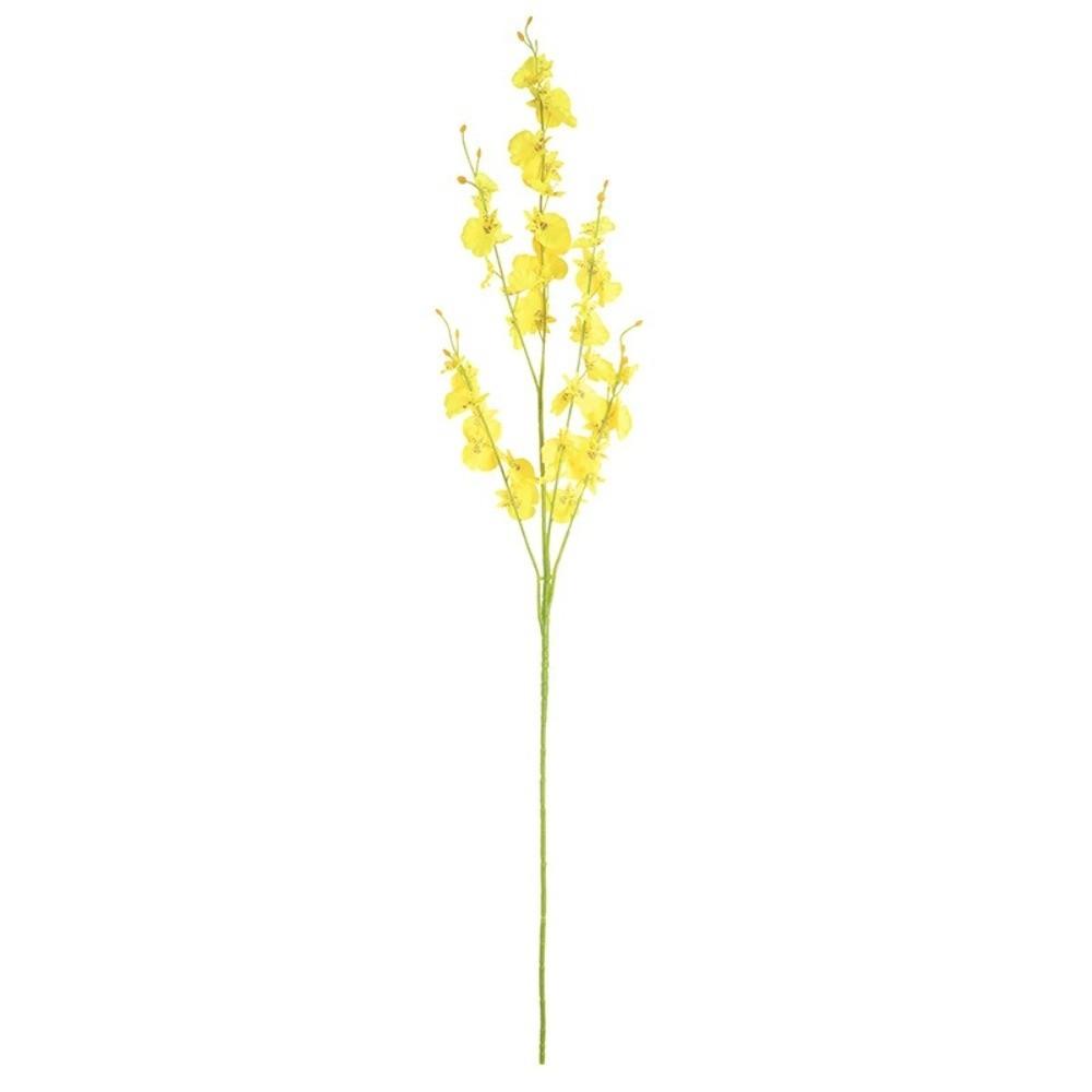 4Pcs Real Touch Artificial Orchid Flower Yellow Dancing Lady Orchid Oncidium Flower Bouquet Wedding