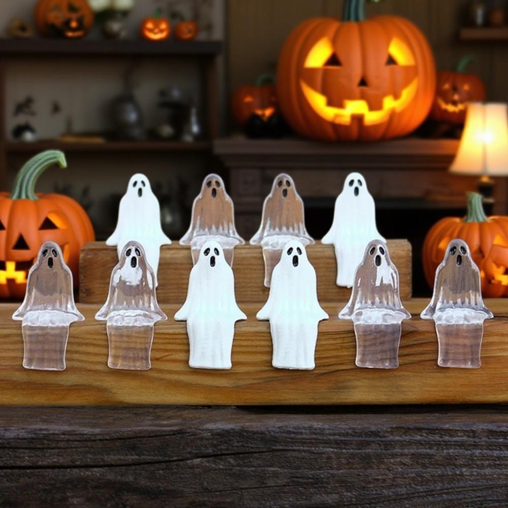 20pcs Cute Halloween Ghost Decoration Sitting Pose Ghost Statue Decorations Desktop Decoration