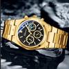 Модные часы-хронограф для мужчин, роскошные водонепроницаемые светящиеся часы с датой, золотые кварцевые мужские наручные часы Reloj Hombre