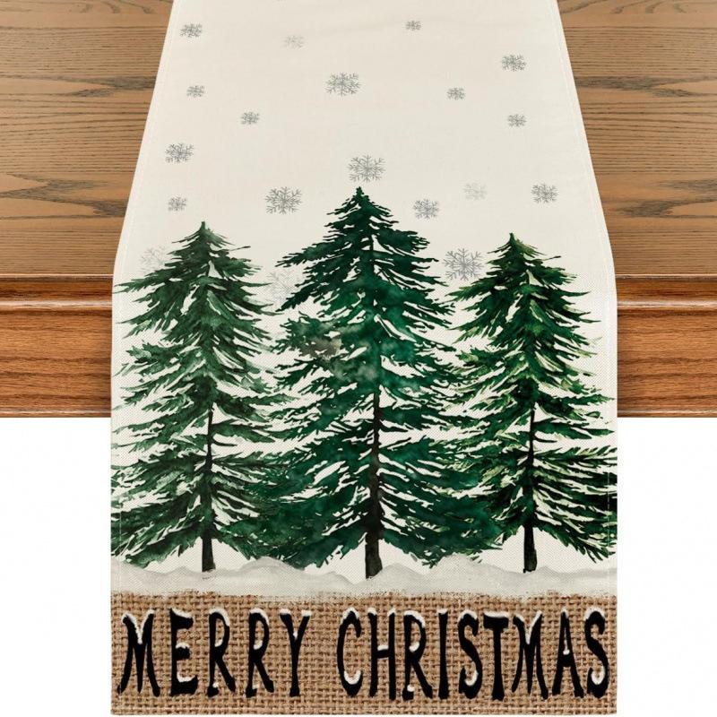 Праздничная скатерть-дорожка 'Снеговик' на рождественскую елку для дома, кухни, столовой, скатерть для украшения вечеринки