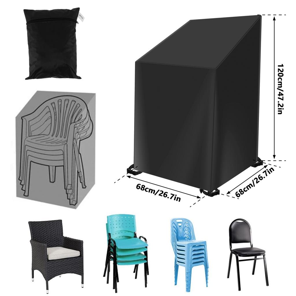 Stackable Patio Chair Cover Waterproof 210D Oxford Cloth Garden Chair Cover Dustproof Anti-UV Outdoor Furniture Protector