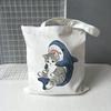 Harajuku Kawaii Cat Shark Y2k сумка на плечо модная повседневная женская парусиновая сумка с героями мультфильмов большая вместительная женская сумка на молнии сумки-шоппер