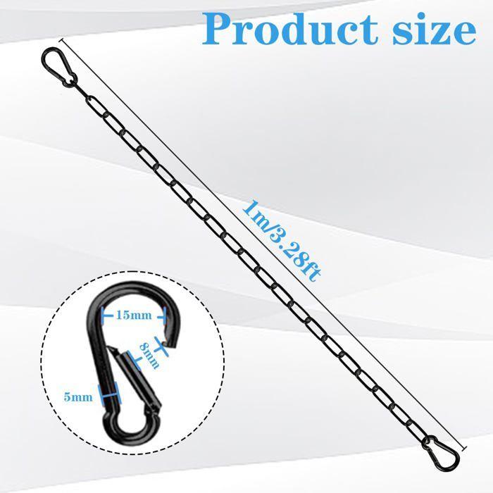 Chaîne antivol pour portail - AIMOONSA - Gate Chain Lock - 100 cm - Acier inoxydable - 2 mousquetons amovibles