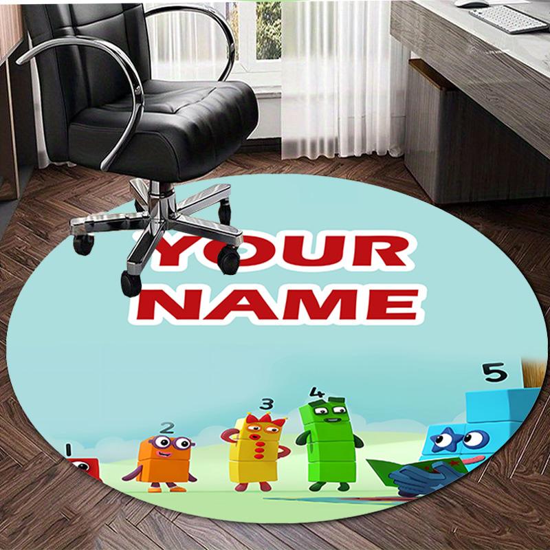 Personalized 3D-Number-Blocks-Cartoon Round Chair Office Rug - Perfect for Mat, Office Chair & More - Ideal Gift for Birthdays and Holidays