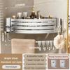 1-2PCS Bathroom Corner Shelf with Hook Towel Bar No Drill Space Aluminum Shower Storage Rack Bathroom Organizer