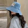 With Drawstring Women Denim Bucket Hat Windproof Western Cowboy Hats Hot Big Brim Sun Hat  Summer