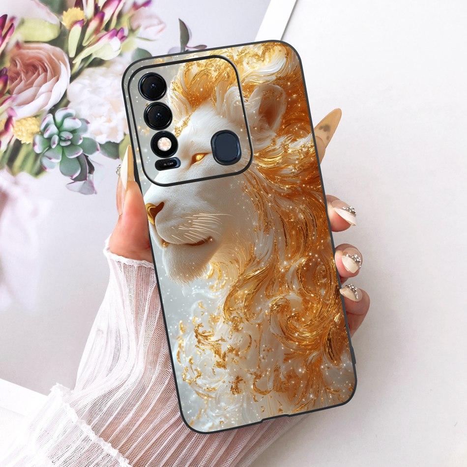 For Tecno Spark 8 8T 8C Cool Dragon Tiger Pattern Phone Case For Tecno Spark8C Spark8 KG5k KG6p Black Silicone Soft Cases Bumper