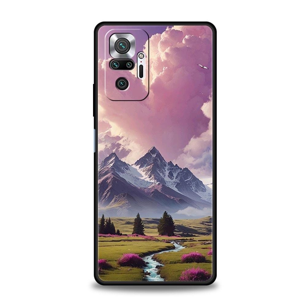 Pink Sunset Mountain Phone Case Cover for Redmi 14C 10C Note 15 14 13 12 10 11 K40 Pro Plus 5G Soft TPU Shockproof Shell Fundas