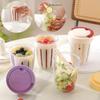 Dripable Fruit Cup with Fork Food Grade Student Portable Picnic Storage Bucket Plastic Cup Sealed Leak Proof Salad Cup 1PC