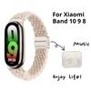 Ремешок из нейлона с петлей для Xiaomi Smart Band 10/9, регулируемая магнитная застежка, браслет Mi Band 9, плетеный ремешок для Mi Band 8, аксессуары