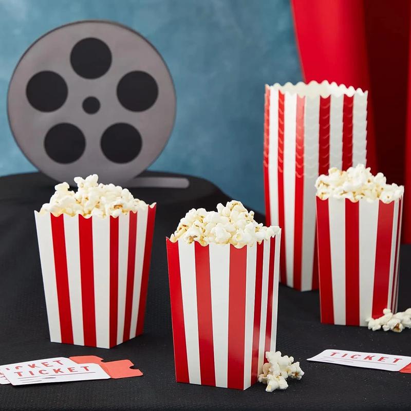 12/24pcs Popcorn Box Buckets Fries Cup Movie Night Kids Birthday Party Favors Snack Container Bag Wedding Christmas Supplies