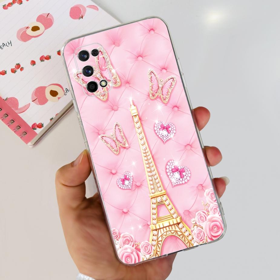 For Realme 7 Pro Case RMX2170 Cute Cat Flowers Painted Cover Clear Silicone Soft TPU Phone Case For Realme 7 Pro Realme7 5G Bags