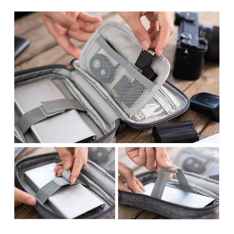 Portable Cable Digital Storage Bags Organizer USB Gadgets Wires Charger Power Battery Zipper Cosmetic Bag Case