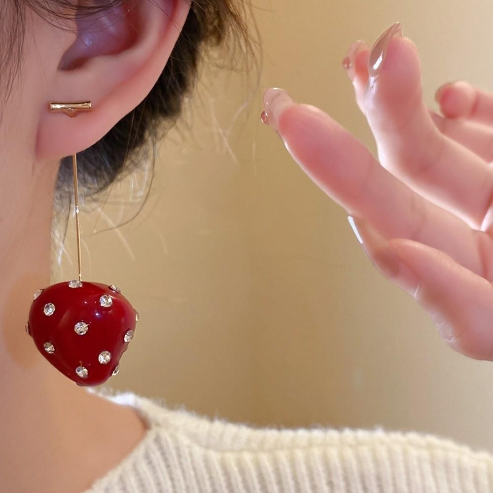 Fashion Jewelry Chinese New Year Earrings Rhinestone Red Drop Earrings  Women New Year Gift