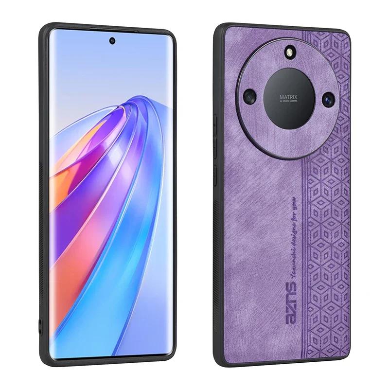 Роскошный 3D Кожаный Чехол с Тиснением для Honor X50 Pro GT X9a X9b X30 X9 X40 X40i X50i Ощущение Кожи Мягкий Бортик Прочный Бампер Задняя Крышка