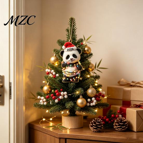 Creative Christmas Gifts for Family Animal Hanging Ornaments with Lanyard, Cute Double Sided Pendant 2026 Shaped Charms Santa Hat, 2D Flat Acrylic