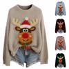 Women's Fashion Christmas Print Pullover Long-Sleeve Neck Knit Sweater Top