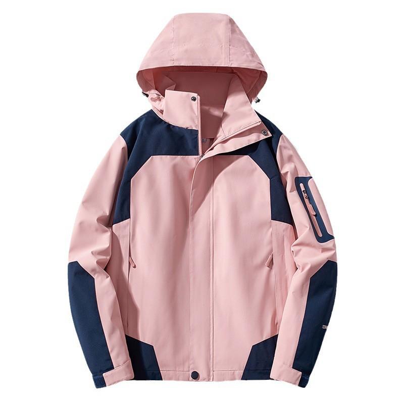 Men Women Lightweight Windproof Hiking Jacket With Detachable Hood Fall Winter Outdoor Sport Coat