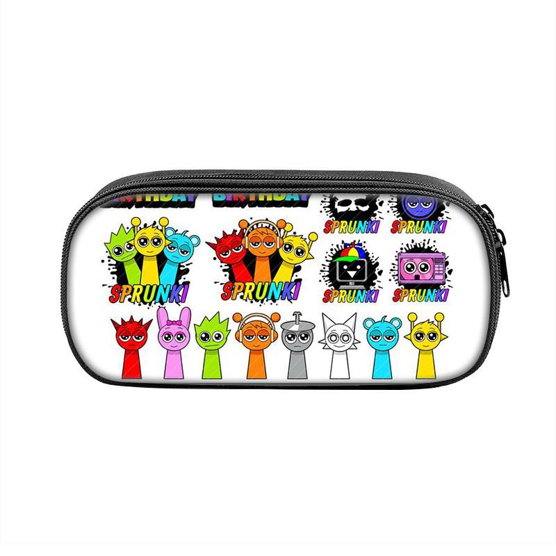 Sprunki Game Character Print Student Single Layer Stationery Storage Bag For Students And Office Supplies