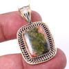 Natural Unakite Gemstone 925 Solid Sterling Silver Two Tone Pendant 1.50" G3t20