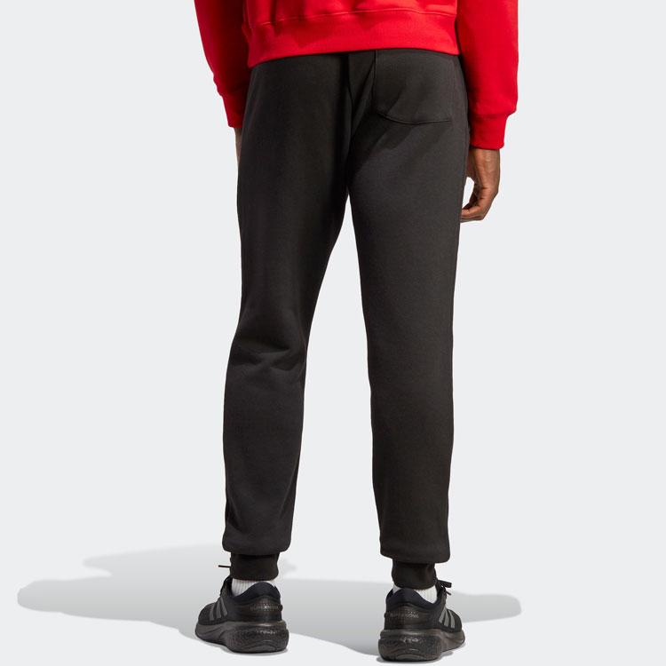 Adidas Сплошной цвет с логотипом и шнурком, повседневные беговые брюки, мужские брюки, черные HT1998