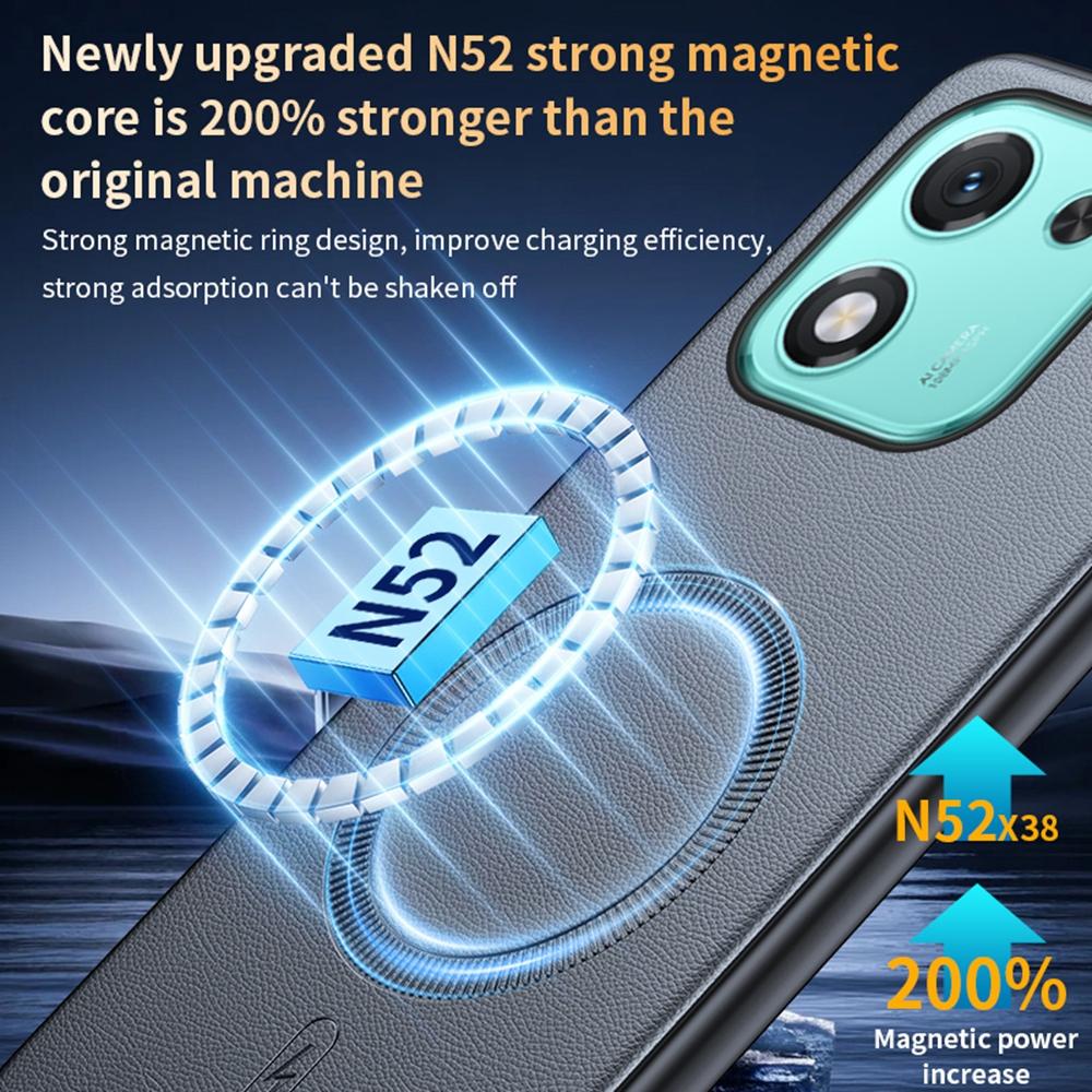 Чехол для Honor X70i, совместимый с MagSafe, с кожаным покрытием, из ТПУ+ПК