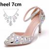 Large Size Tassel Rhinestone Wedding Shoes 9 Thin Heel Pointed Sandals Luxury Rhinestone Wedding Shoes