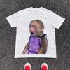 European and American Style 2025 90s Retro Top T-shirt Creative Monkey Print Pattern Kawaii Emo Girl Baby Kpop Harajuku Y2K