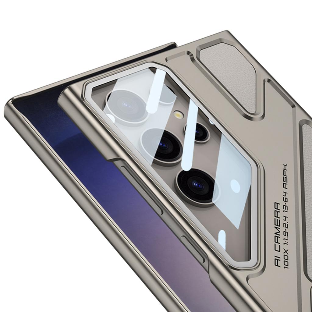 Противоударный чехол для Samsung Galaxy S23 Ultra из ПК+ПУ с подставкой, стиль меха