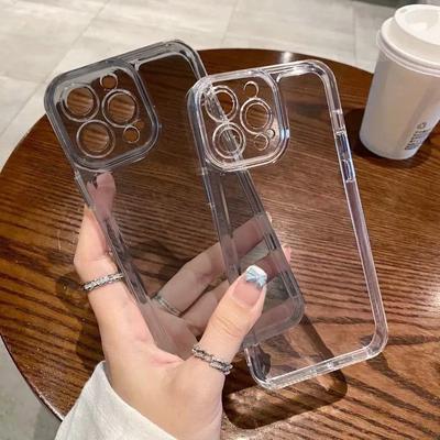 Роскошный прозрачный мягкий силиконовый чехол для телефона для iPhone 17 16 15 14 12 11 13 Pro Max Plus 16E 17 Air Противоударная защита объектива камеры Защита TPU Задняя крышка-накладка