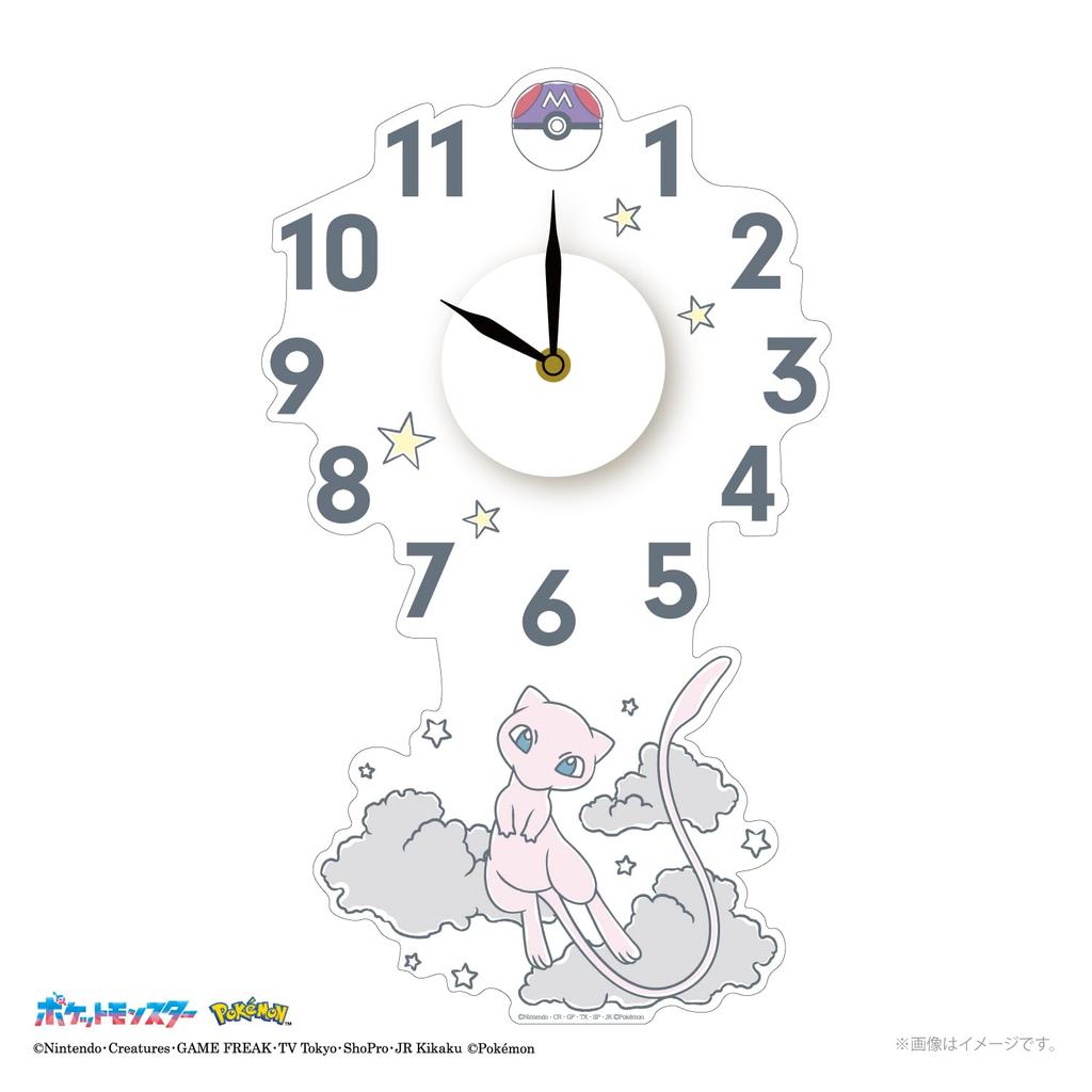 Toyo Case Покемон Настенные часы Легко W29 x В41см Наклейка, Наклеить, (03 Мью)