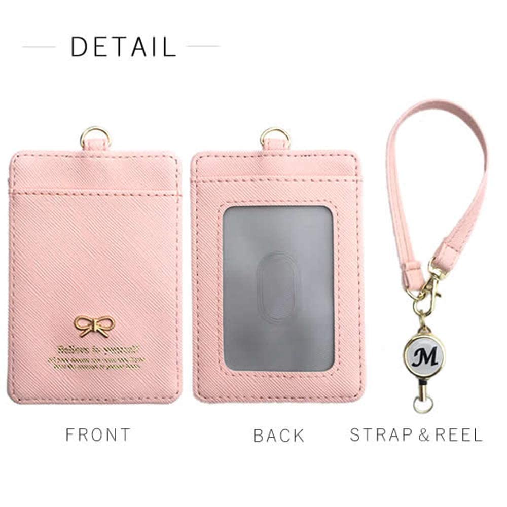 Выдвижной чехол-пропуск на катушке, Держатель для карт, Инициалы, Персонализированный чехол для ID-карты, с ремешком, Смайлик, Дизайн с лентой (Черный [Дизайн ткани (Такой же
