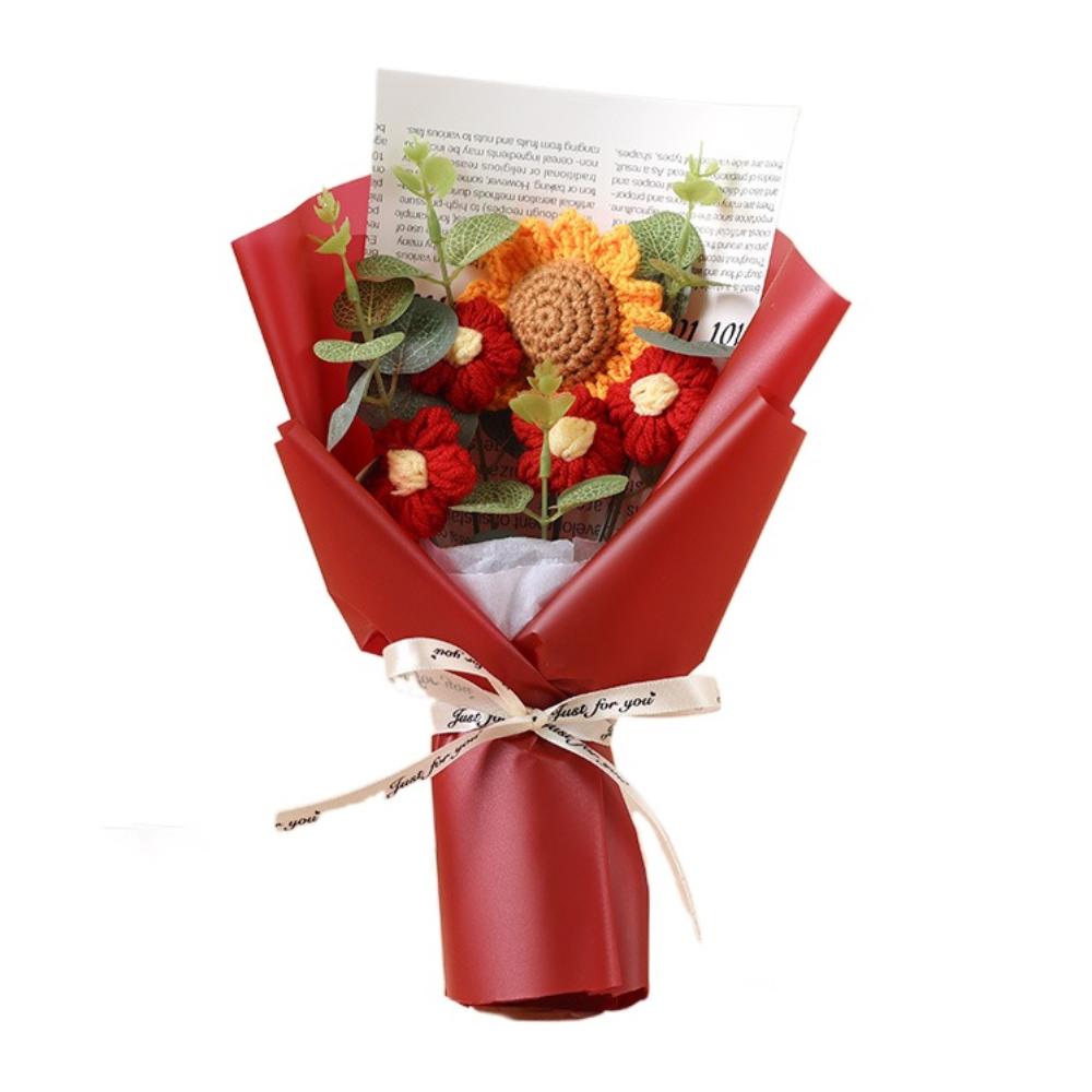 Handmade Sunflower Daisy Bouquet Eternal Flower Valentine's Day Gift Crochet Bouquet Wedding Guest