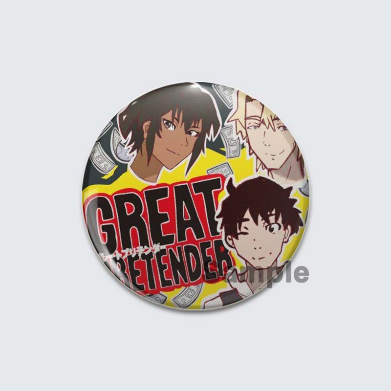 32/44/58mm Great Pretender Pin Round Cartoon Funny Snap-in Brooches for Backpack Cothes Accessories Anime Collection Badge Hat Decoration