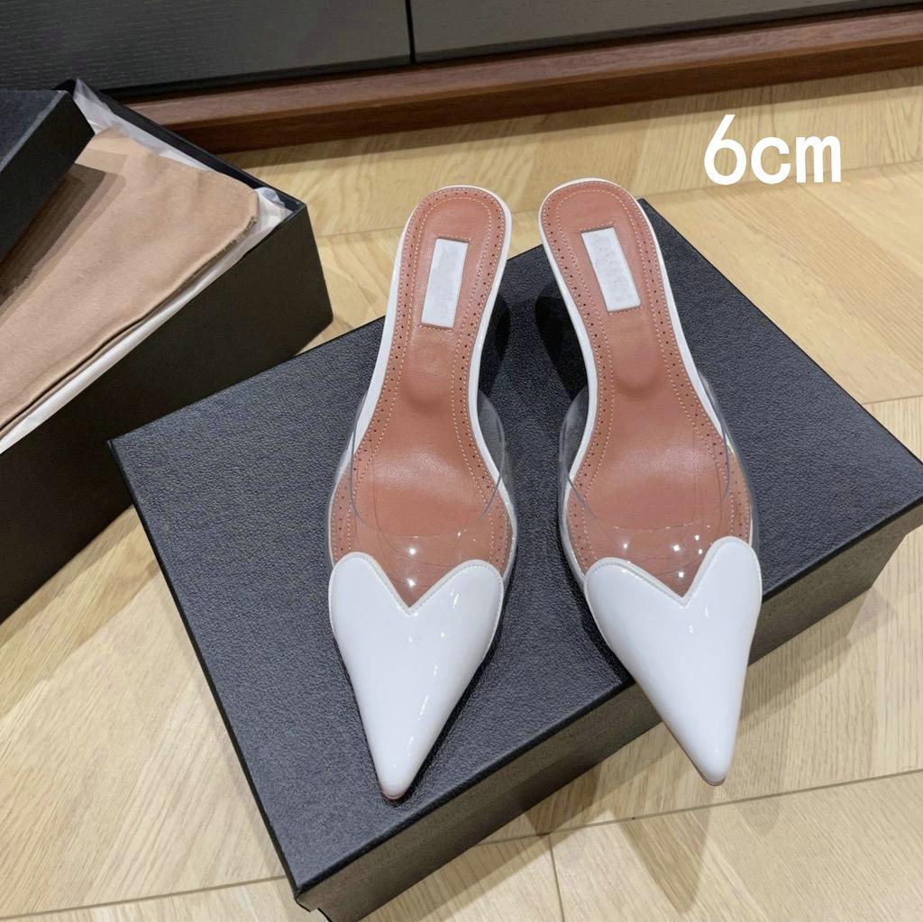 2025 Fairy Style Summer Sexy And Versatile Transparent Half-Slipper Women'S Pointed-Toe Thin-Heeled High-Heeled Sandals Slipper