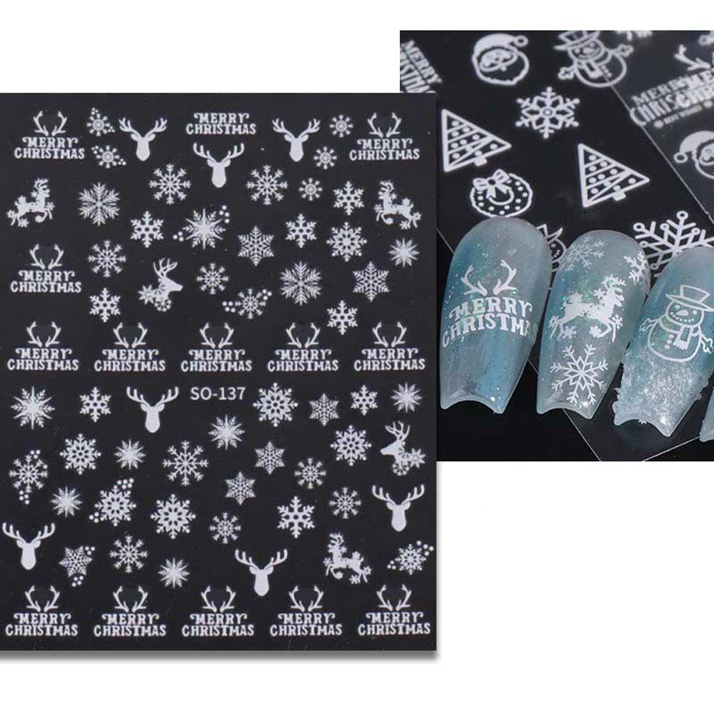 Снежинки Рождественские наклейки для ногтей Санта Клаус Рождественские украшения для ногтей Салон маникюра