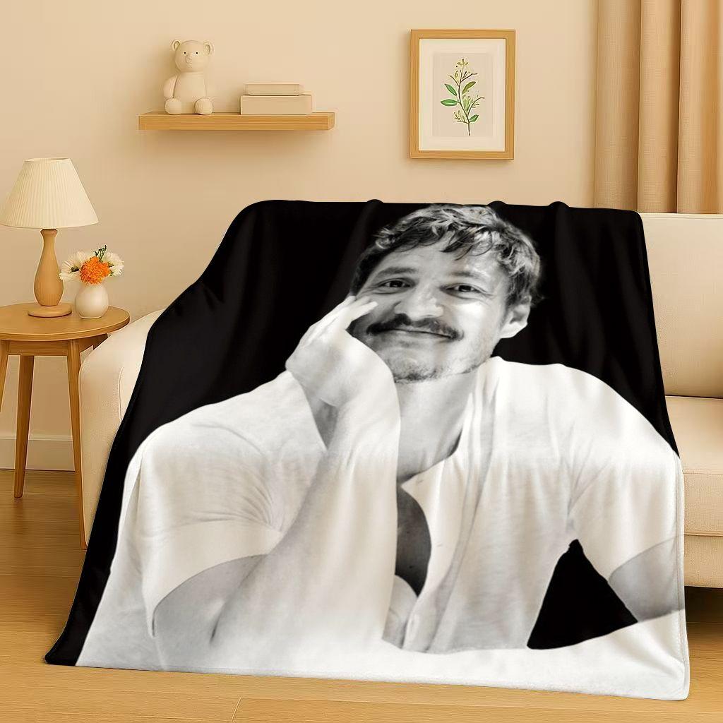 3D Pedro Pascal Handsome Actor Flannel Blanket,Ultra Soft Warm Plush Throw for Home Bedroom Bed Sofa Cover Kids Picnic Gift